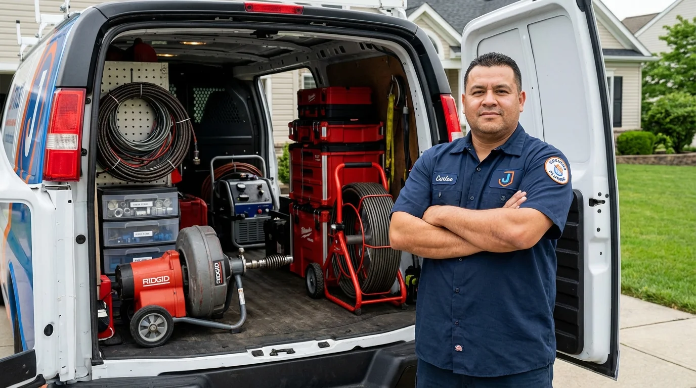 Professional drain cleaning equipment and Johns Plumbing LLC plumber in Osceola Mills