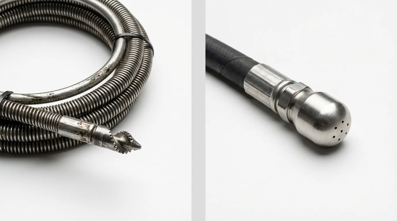 Drain snake cable and hydro jetting nozzle used for drain cleaning in Osceola Mills, PA