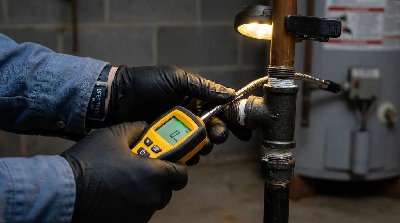 Gas leak detection with electronic sniffer by Johns Plumbing LLC in Osceola Mills