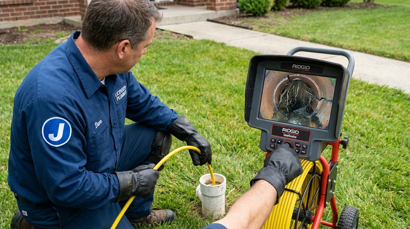 Sewer camera inspection being performed by Johns Plumbing LLC in Osceola Mills